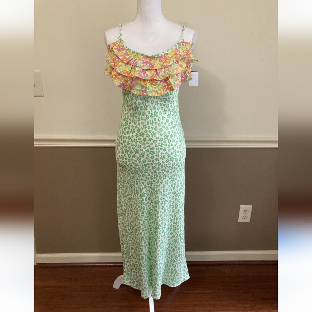 Rixo Green Animal Print Dress Brand New With Tags - Picture 9 of 10